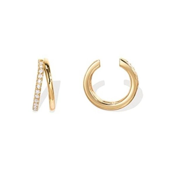 14k Gold Diamond Cuff Earrings - Picture 4 of 5